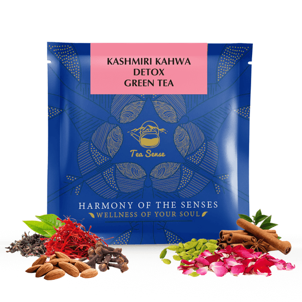 TEA SENSE Kashmiri Kahwa Detox Green Pyramid Tea Bags (15 Pc)