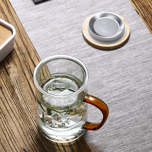 Leur Tea Cup with Glass Infuser and Bamboo Cover